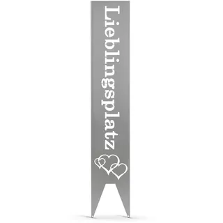 GARDIVO Garten deko Lieblingsplatz schild 115cm Hoch, Gartenstecker, Gartenschild, Gartendekoration, abkantung, Gartendekoration (Edelstahl, Liebe)