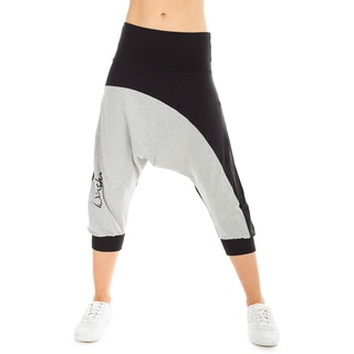 Winshape Unisex 3⁄4-Haremshose WBE10 “The Wave”, schwarz/Grey Melange, Dance Style
