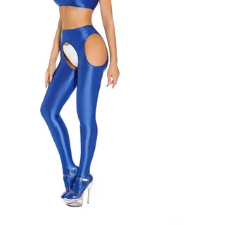 UTTASU Dehnbare, glänzende Leggings mit offenem Schritt für Damen, durchscheinende Skinny-Hose für Yoga- und Tanzaktivitäten