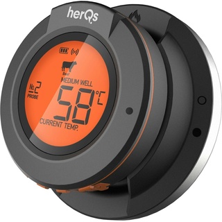 HerQs – Kuppelthermometer – Küchenthermometer, Grill, digital, Kerntemperatur, Fleischthermometer, Bluetooth, App, kabellos, Thermometer