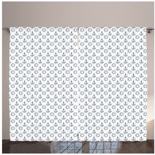 Abakuhaus Gardine Gardinen mit Schlaufen und Haken 140 cm x 2 Vorhangbahnen, Anker Retro maritimes Design blau 280 cm x 265 cm