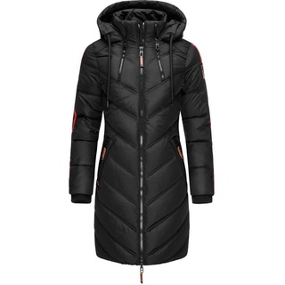 Marikoo Wintermantel Armasa modischer Damen Winter Steppmantel mit Kapuze schwarz XS (34)