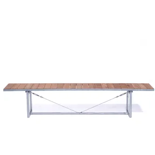 Gartenbank Jever aus massivem Teak, modern-massiv, natur, 220 cm, Outdoor, Metallgestell