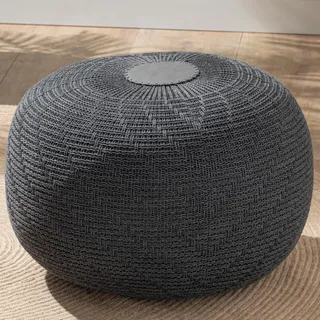 English Home Pouf Hocker, Rund Sitzpouf, Sitzhocker, Sitzpuff, Fußhocker, Strick Puff Hocker für Wohnzimmer, Schlafzimmer, Strickhocker Pouf, 37 x 50 cm, Anthrazit
