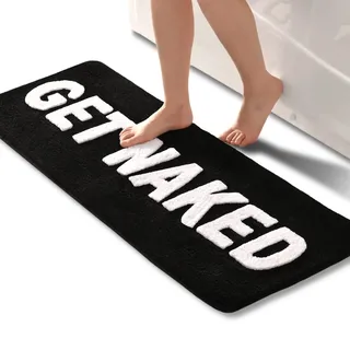 QJHOMO Schwarz und Weiß Badezimmerteppich niedlich Badematte rutschfest Waschbar Badteppich Spaßig Badvorleger Weiche Mikrofaser Duschvorleger Absorbierende Badezimmer Teppich 45 x 120 cm