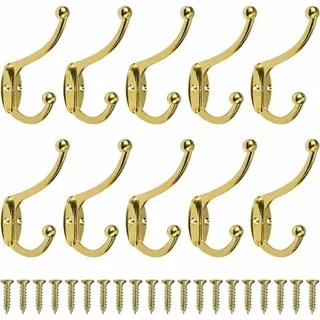 10er-pack Retro-haken-garderobenständer Zur Wandmontage, Vintage-metall-türhaken Für Bad, Küche, Schlafzimmer, Flur, Gold