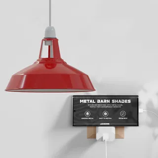 LEDSone Vintage Industrie-Pendelleuchten, Lampenschirme aus Metall im Retro-Modern-Stil, antike Schirme für Deckenleuchten, Lampenschirme für Leuchten in Schlafzimmer, Küche und Badezimmer (Rot)