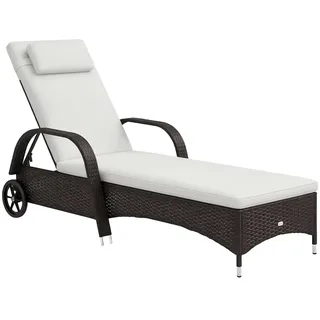 Outsunny Sonnenliege 200 x 73 x 103 cm Beige/Braun/Mehrfarbig