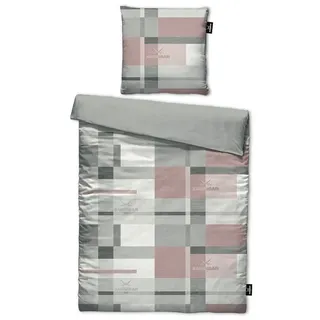 Sansibar Cliff Karo Baumwolle Rosa 135 x 200 cm + 80 x 80 cm