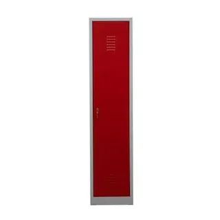 PROREGAL Garderobenspind Camel | 1-Fach| HxBxT 180x41x50 cm | Zylinderschloss | Grau-Rot