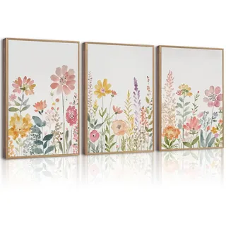 Aquarell-Wildblumen-Wandkunst, Dekor, bunte Blumenbilder, Leinwand, floral, botanische Wandkunst, Vintage-Aquarelldrucke, Poster, Blumenmalerei für Wohnzimmer, Schlafzimmer, 30,5 x 40,6 cm, ungerahmt,
