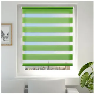 Doppelrollo Fensterrollos Ohne Bohren, Vkele, 130cm/160cm, klemmfix,klemmträger, Sonnenschutz, Lichtdurchlässig und Verdunkelnd. grün 35 cm x 130 cm