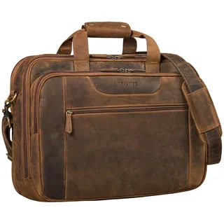STILORD "Henrik Große Aktentasche Herren Leder Braun Business Tasche Arbeitstasche Laptoptasche 17 Zoll Vintage Umhängetasche Herren Lehrertasche Bürotasche Uni Tasche - XL