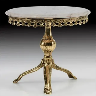 Casa Padrino Luxus Barock Beistelltisch Gold / Weiß - Ovaler Bronze Tisch mit Marmorplatte - Luxus Möbel im Barockstil - Barockstil Wohnzimmer Möbel - Barock Möbel - Edel & Prunkvoll
