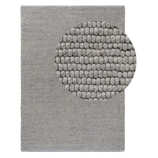 benuta Pure Wollteppich Beads - Wolle handgewebt - Rechteckig & im Style: Uni, Natural Living - Pflegeleicht für Wohnzimmer Schlafzimmer | Grau | 160x230 cm