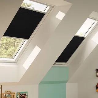 VELUX Orignal Wabenplissee/Faltstore DuoLine FHC Y35 1047S/Bedienart : Manuell/Farbe : Uni Schwarz/Fenstergröße : Y35/Fenstertypen : VU, VL, VKU_15575