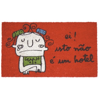 Laroom Fußmatte Design Isto Não und um Hotel, Jute and Rutschfester, Rot, 40 x 70 x 1.8 cm