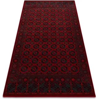 rugsx Wollteppich für Wohnzimmer, Schlafzimmer, traditionell Omega BUCHARA Rahmen, Kreise Rot 200x300 cm