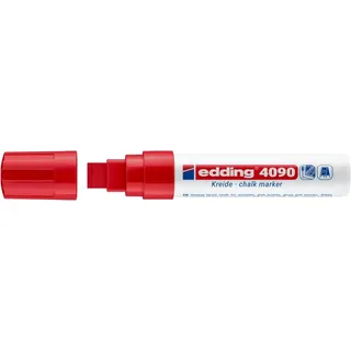 edding 4090 Kreidemarker - rot - 1 Kreidestift - Keilspitze 4-15 mm - breiter Kreidestift für Tafel abwischbar - zum Beschriften von Fenster, Glas, Spiegel - Tafelstift mit deckenden Farben