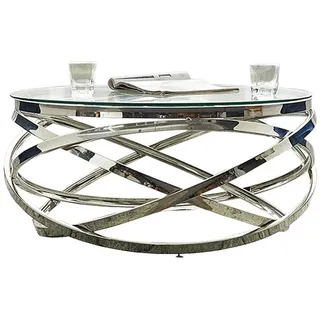 Livetastic Couchtisch, Klar, Silber, Metall, Glas, rund, rund, 80x42x80 cm, Wohnzimmer, Wohnzimmertische, Couchtische