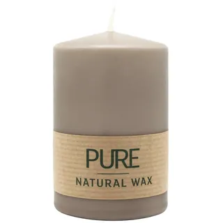 luterna 100% PURE, NATURAL WAX, Stumpenkerze, Sand, WENZEL, 90/60 mm, Brenndauer ca. 25h, 100% plastikfrei