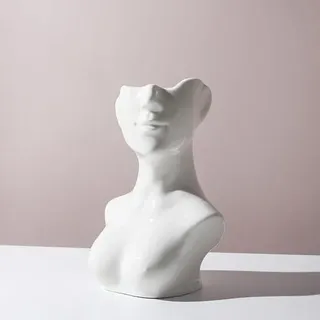 Kopf Gesicht Vase Moderne Kreativität Vasen Deko Mit Vase Gesicht Statue Weiß Matt Dekorative Vase Moderne Schicke Vase Boho Deko Für Heimdekoration Wohnzimmer (Attitüde)