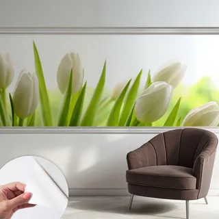 Selbstklebend Tapete Modern - Wanddeko Für Küche - Klebefolie Wand - Luxus Look Weiße Tulpen 250x104 Cm