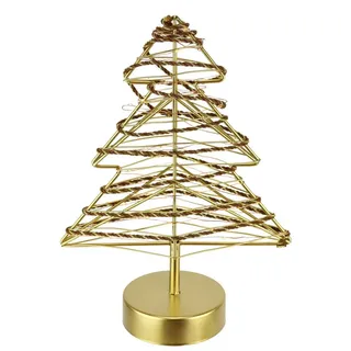 I.GE.A. LED-Dekofigur LED-Dekoobjekt Baum (1 St), Tannenbaum Metall Gold warmweiß Timer Batteriebetrieb Weihnachtsdeko goldfarben