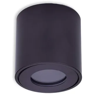 LED Aufbauleuchte IP44 schwarz rund 7 Watt warmweiß GU10 230V - Aufbaustrahler für Bad und Außen Downlight Spot Deckenlampe Loft Aufbauleuchte Aufbau-Spot Decken-Strahler