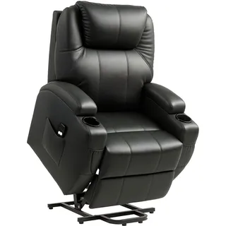 Homcom Fernsehsessel Kunstleder 92 x 109 x 85 cm Schwarz elektrisch mit Fernbedienung
