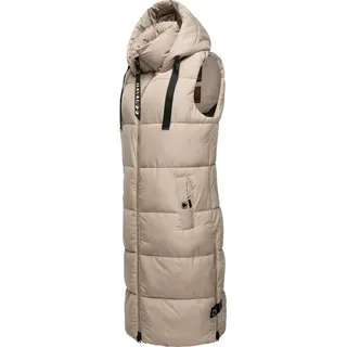 Navahoo Steppweste Schnuffelchen (1-tlg) warme Damen Outdoor-Weste lang mit Kapuze braun XS (34)