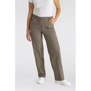 Stretch-Hose KJBRAND "Babsie", Damen, Gr. 54, N-Gr, grün (oliv gestreift), Web, Obermaterial: 47% Baumwolle, 45% Polyester, 6% Viskose, 2% Elasthan, gestreift, regular fit lang, Hosen, mit Taschen