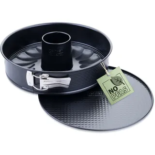 Zenker Springform mit Flach- und Rohrboden Perfect Black Ø 28 cm – Hochwertige Backform mit Antihaftbeschichtung, Hitzebeständigkeit +230 °C Made in Germany