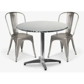runder tisch 70cm stahl 2 stühle vintage design terium