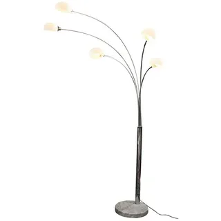 P & B Bogenleuchte, Silber, Metall, Glas, Stein, 122x210x38 cm, schwenkbar, Lampen & Leuchten, Innenbeleuchtung, Stehlampen, Bogenlampen