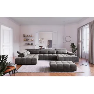 Cotta Wohnlandschaft Polyester U-Form 6 Nierenkissen Grau