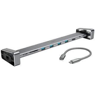 Hama 00200103 USB-C-Docking-Station Connect2Office Basic, abnehmbare Standfüße, 9 Ports