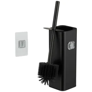 relaxdays WC-Garnitur Toilettenbürste zur Wandmontage, schwarz schwarz