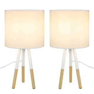 Nettlife Nachttischlampe Holz Weiß E27 Tischlampe Landhausstil Kleine Weihnachtsgeschenke, mit Kippschalter, ohne Leuchtmittel, für Wohnzimmer Schlafzimmer Bett Esszimmer Studie weiß