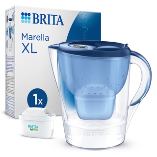 BRITA Wasserfilter Kanne Marella XL blau (3,5l) inkl. 1x MAXTRA PRO All-in-1 Kartusche – Wasser Filter zur Reduzierung von Kalk, Chlor, Blei, Kupfer & geschmacksstörenden Stoffen im Wasser