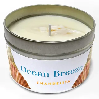 Chandelita Sea Breeze Duftkerze mit Muscheln & Sojawachs für Meditation & Entspannung – Handgemachte Duftkerzen für Körper & Geist – Vegane Kerze – Aromatherapie Candle – Für Wohlbefinden.