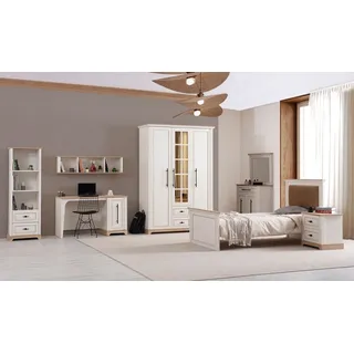 JVmoebel Schlafzimmer-Set JVMoebel Schlafzimmer Garnitur aus hellem Holz mit Schminktisch, (6-tlg), Made in Europa weiß