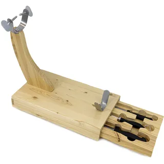 Fackelmann SOPORTE JAMONERO Con Cajon Schinkenhalter mit Schublade Eco FM, Kiefer, 39 cm