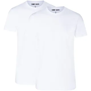 Camp David T-Shirt CAMP DAVID "2er Pack", Herren, Gr. M, weiß, 95% Baumwolle, 5% Elasthan, Shirts T-Shirt