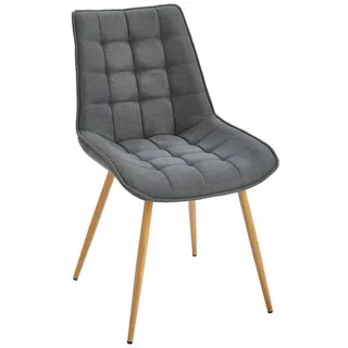Livetastic Stuhl, Grau, Eiche, Metall, Textil, Füllung: Schaumstoff, Rundrohr, 52x88x61 cm, Esszimmer, Stühle, Esszimmerstühle, Vierfußstühle