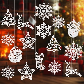 Weihnachtsbaum Anhänger, 42 Stück Schneeflocken Anhänger, Schneeflocken Weihnachten Deko, Weihnachtsbaumschmuck, Hängende Ornamente, Ideal für Weihnachtsfeier, Christbaumschmuck, Fensterdeko