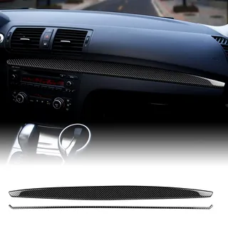 KUNGKIC Kohlefaser Auto Co-Pilot Instrumententafel Trim Strip Aufkleber Innenraum Compatible with BMW 1 Serie E81 E82 E87 E88 2008 2009 2010 2011 2012 2013 Zubehör,Schwarz