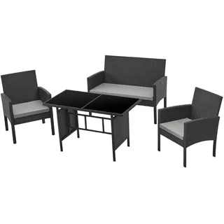 Svita BROOKLYN XL Rattan-Essgruppe schwarz