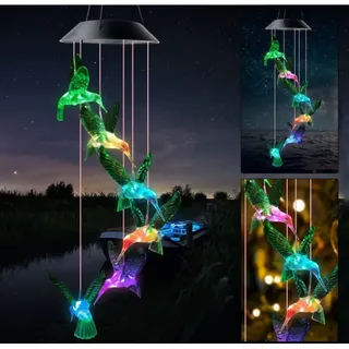 Großhandel Für Grenzüberschreitend Solarbetriebenes Windspiel Mit Kolibri- Und Schmetterlingsmotiv, Kastanienbrauner Kugel, Rotem Vogel, Led, Für Garten, Feste, Solar-gartenleuchte Mit Kolibri-motiv