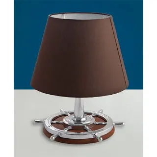 Tischlampe Chrom Braun aus Messing rund H:40cm Maritim extravagant NETTUNO